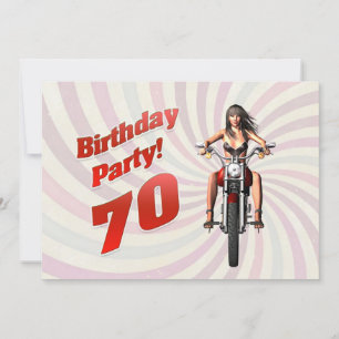 Invitation Soixante-dixième anniversaire avec une fille en mo