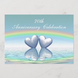 Invitation soixante-dixième Coeurs de platine d'anniversaire