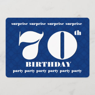 Invitation soixante-dixième Fête d'anniversaire bleue et