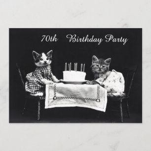 Invitation Soixante-dixième fête d'anniversaire de chatons