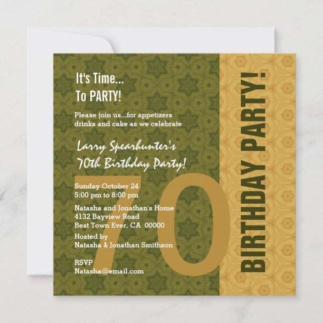 Invitation soixante-dixième Or moderne d'anniversaire et (Devant)
