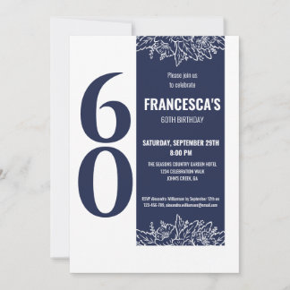Invitation Soixante élégante Florale 60e fête d'anniversaire