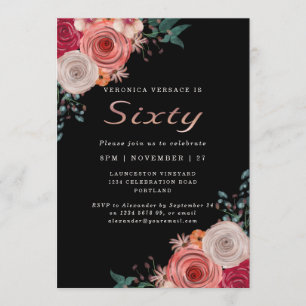 Invitation Soixante et fabuleux anniversaire de rose corail E