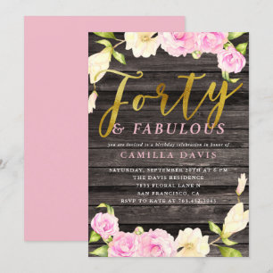 Invitation Soixante et fabuleux fête d'anniversaire rose