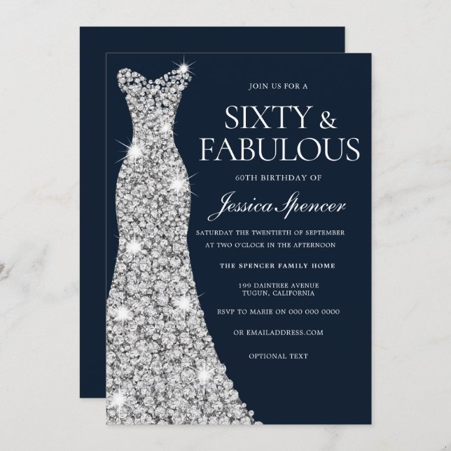 Invitation Soixante et fabuleux Silver Diamond Gown 60e anniv (Devant / Derrière)