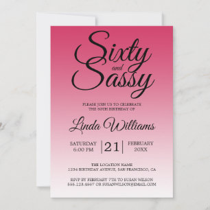 Invitation Soixante et Sassy framboise 60e anniversaire