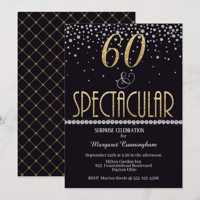 Invitation Soixante et surprise spectaculaire de diamants (Devant / Derrière)