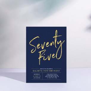Invitation Soixante Quinze   Or et Bleu Nuit 75e Anniversaire