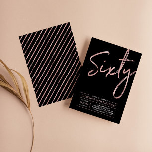 Invitation Soixante Rose Gold & Black 60th Birthday Party