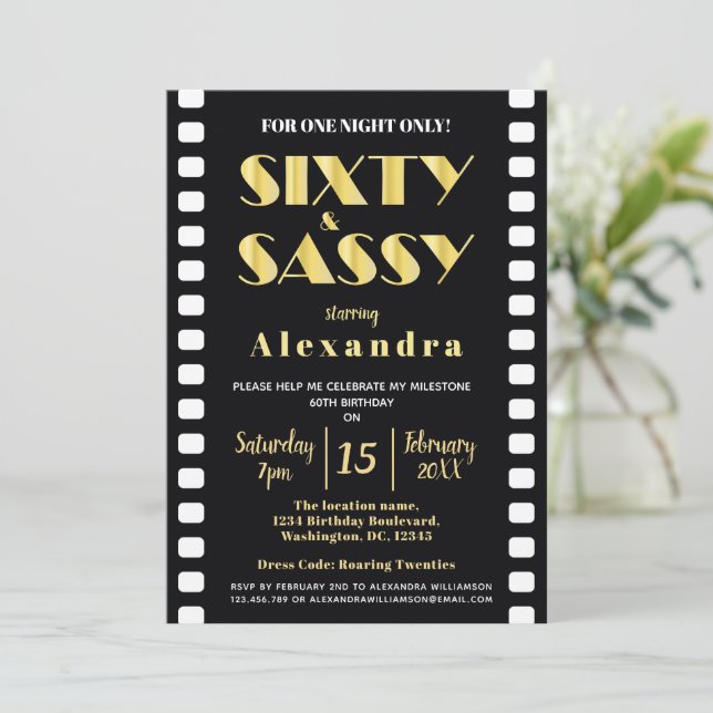 Invitation Soixante & Sassy Black Gold Roaring Années 60e (Debout devant)