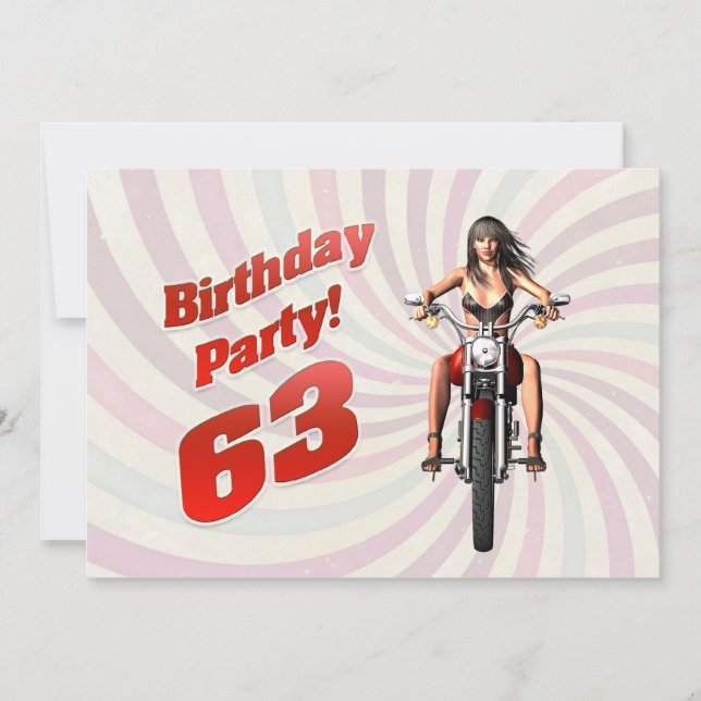 Invitation Soixante-troisième anniversaire avec une fille en  (Devant)