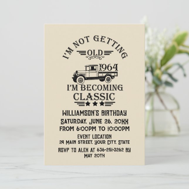 Invitation Soixante vintage 60e anniversaire (Debout devant)