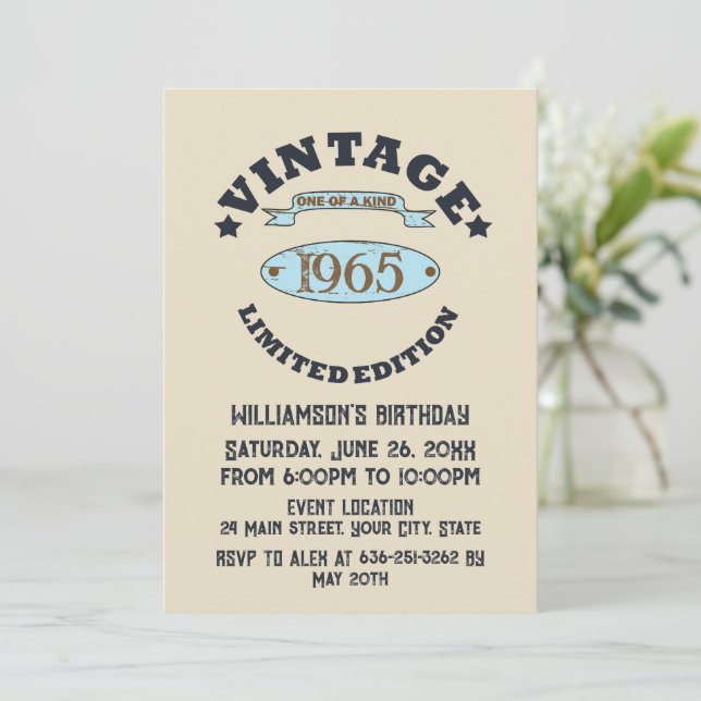 Invitation Soixante vintage 60e anniversaire (Debout devant)