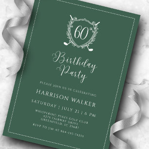 Invitation Soixantième Anniversaire Fête Golf Blason Élégant