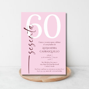Invitation Soixantième Anniversaire Minimaliste Espagnol Élég
