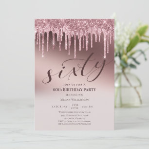 Invitation Soixantième Anniversaire Surprise Chic Paillettes