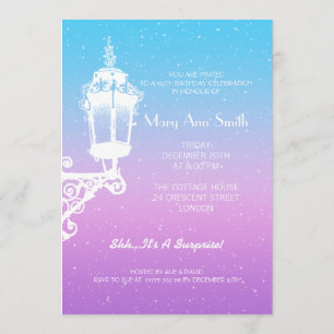 Invitation soixantième Bleu vintage et pourpre de lampe