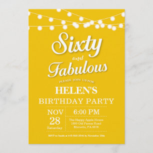 Invitation soixantième Jaune d'invitation d'anniversaire
