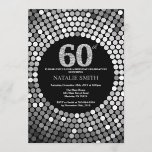 Invitation soixantième Noir d'invitation d'anniversaire et