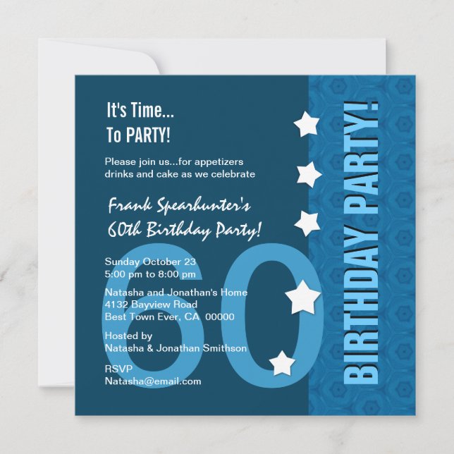 Invitation soixantième Tonalités modernes d'anniversaire de (Devant)