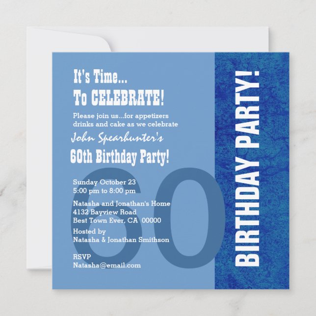 Invitation soixantième Tonalités modernes d'anniversaire de (Devant)