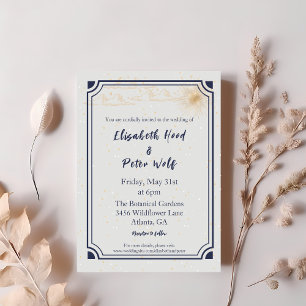 Invitation Soleil céleste et étoiles en or et Mariage Plum fo