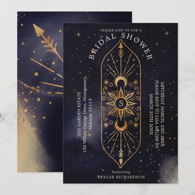 Invitation Soleil céleste holistique et Fête des mariées de l (Devant / Derrière)