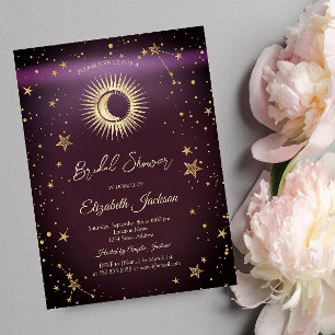 Invitation Soleil céleste, Lune, Étoiles Fête de mariage burg