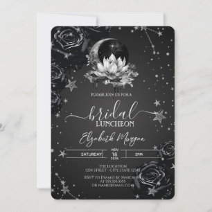 Invitation Soleil céleste, Lune, Étoiles Roses noires de mari