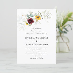 Invitation Soleil de verdure Bourgogne Mariage d'or