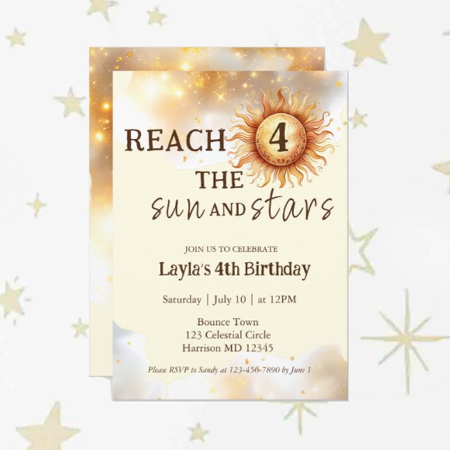 Invitation Soleil et étoiles rebondissent et jouent quatrième (Créateur téléchargé)