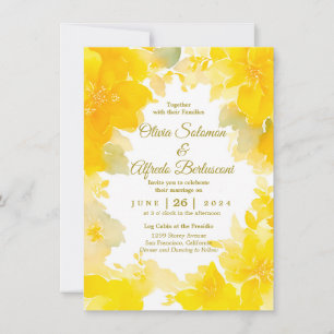 Invitation Soleil et fleurs : Aquarelle jaune Floral