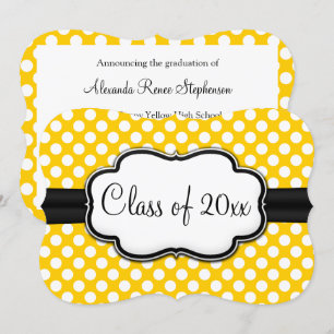 Invitation Soleil Jaune Polka Dot Graduation/Fête
