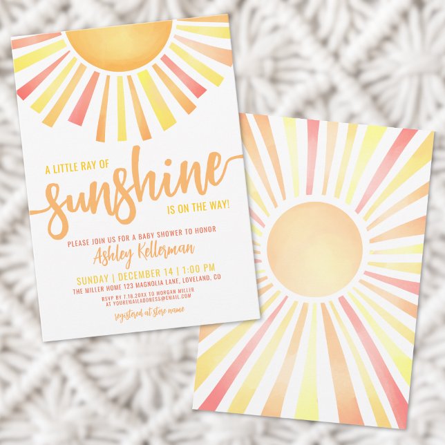 Invitation Soleil Joyeux Boho Jaune Baby shower Soleil (Sunshine Happy Yellow Boho Sun Baby Shower Invitation)