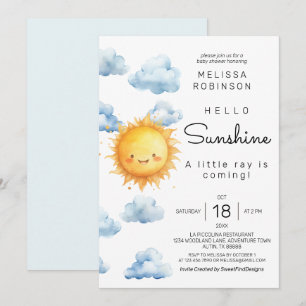 Invitation Soleil Nuages Bébé Garçon Douche