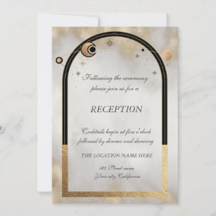 Invitation Soleil Or Céleste Et Galaxie Lune