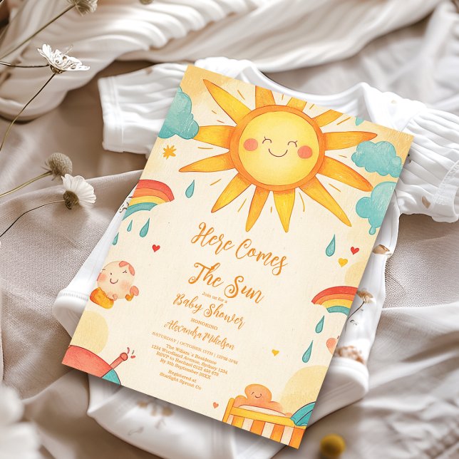 Invitation Soleil Sexe Neutre Boho Sun (Créateur téléchargé)
