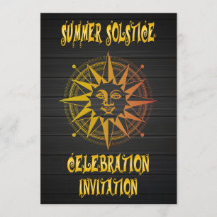 Invitation Solstice d'été Fête Jaune et Noire