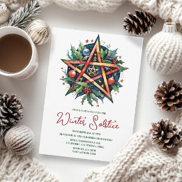 Invitation Solstice d'hiver Holly Yule Pentacle Pagan