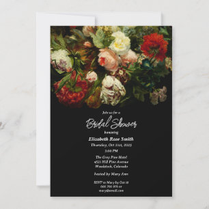 Invitation Sombre élégant floral romantique Shower de Mariage