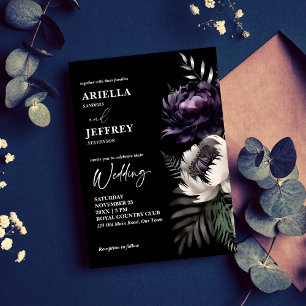 Invitation Sombre moody élégant tout en un modèle mariage