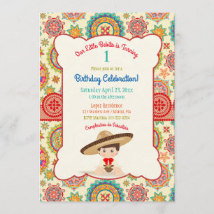 Invitation Sombrero mexicain espagnol de Little Boy coloré