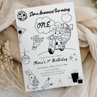 Invitation Some Bunnies is Turning ONE First Birthday Party