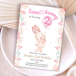 Invitation Some Bunny a Deux ans ! 2e Anniversaire Fille Ball