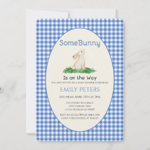 Invitation Some Bunny Baby Shower Bleu