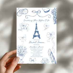 Invitation Something Bleu French Blue Mariage Shower de Marié