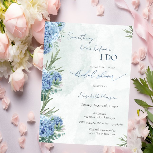 Invitation Something Blue Before I Do Hydrangea (Créateur téléchargé)