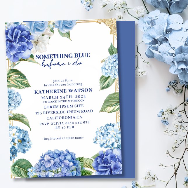 Invitation Something blue before i do hydrangea bridal shower (Créateur téléchargé)