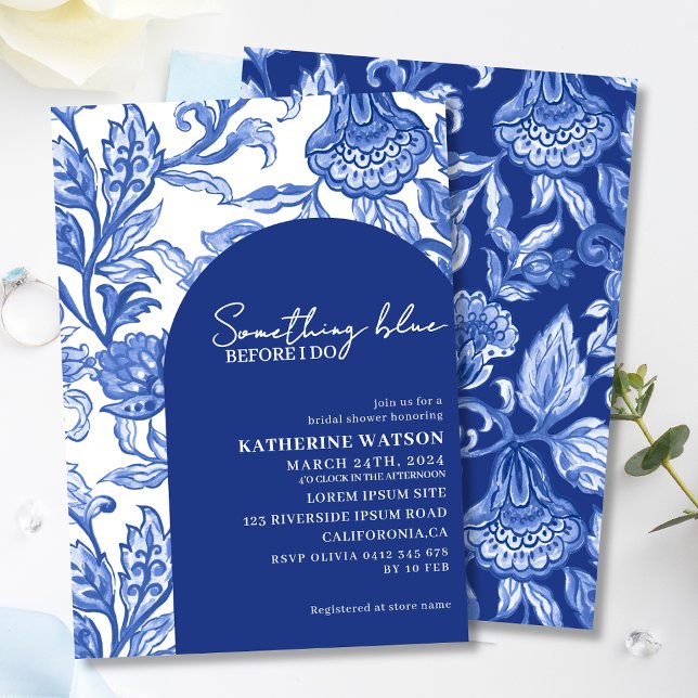 Invitation Something blue blue chinoiserie bridal shower (Créateur téléchargé)