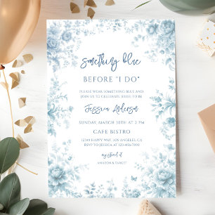 Invitation Something Blue Floral Toile Fête de Mariage